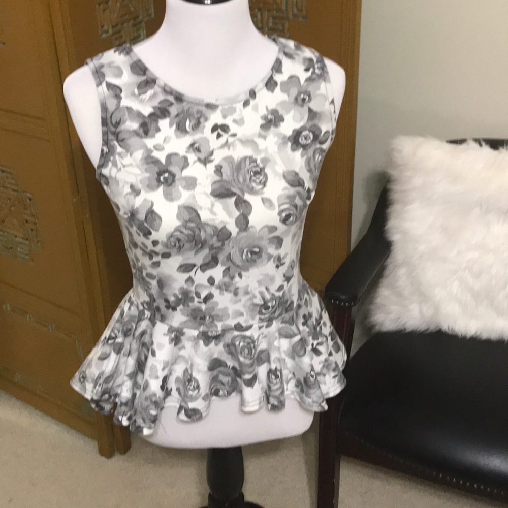 Rose print peplum top